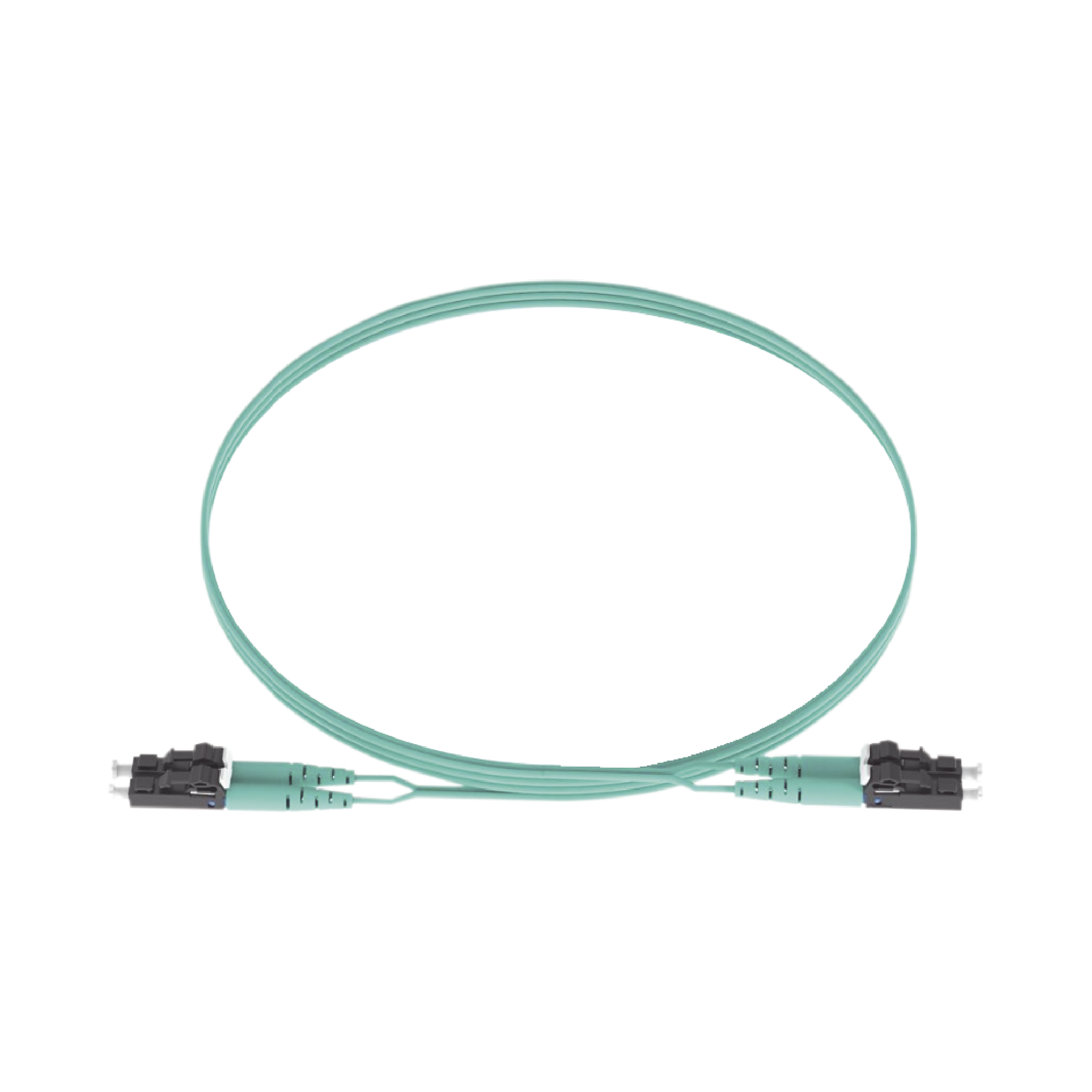 Jumper de Fibra Optica Multimodo 50/125 OM3, LC-LC Duplex, OFNR (Riser), Color Aqua, 5 Metros