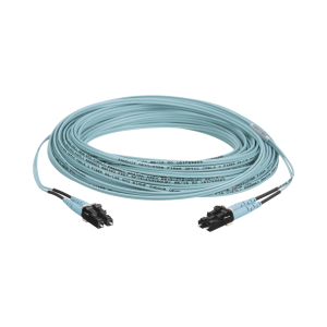 Jumper de Fibra Optica Multimodo 50/125 OM3, LC-LC Duplex, OFNR (Riser), Color Aqua, 50 Metros