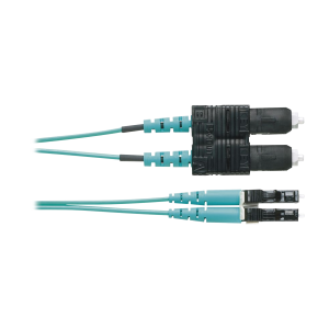 Jumper de Fibra Optica Multimodo 50/125 OM4, LC-SC Duplex, OFNR (Riser), Color Aqua, 3 Metros