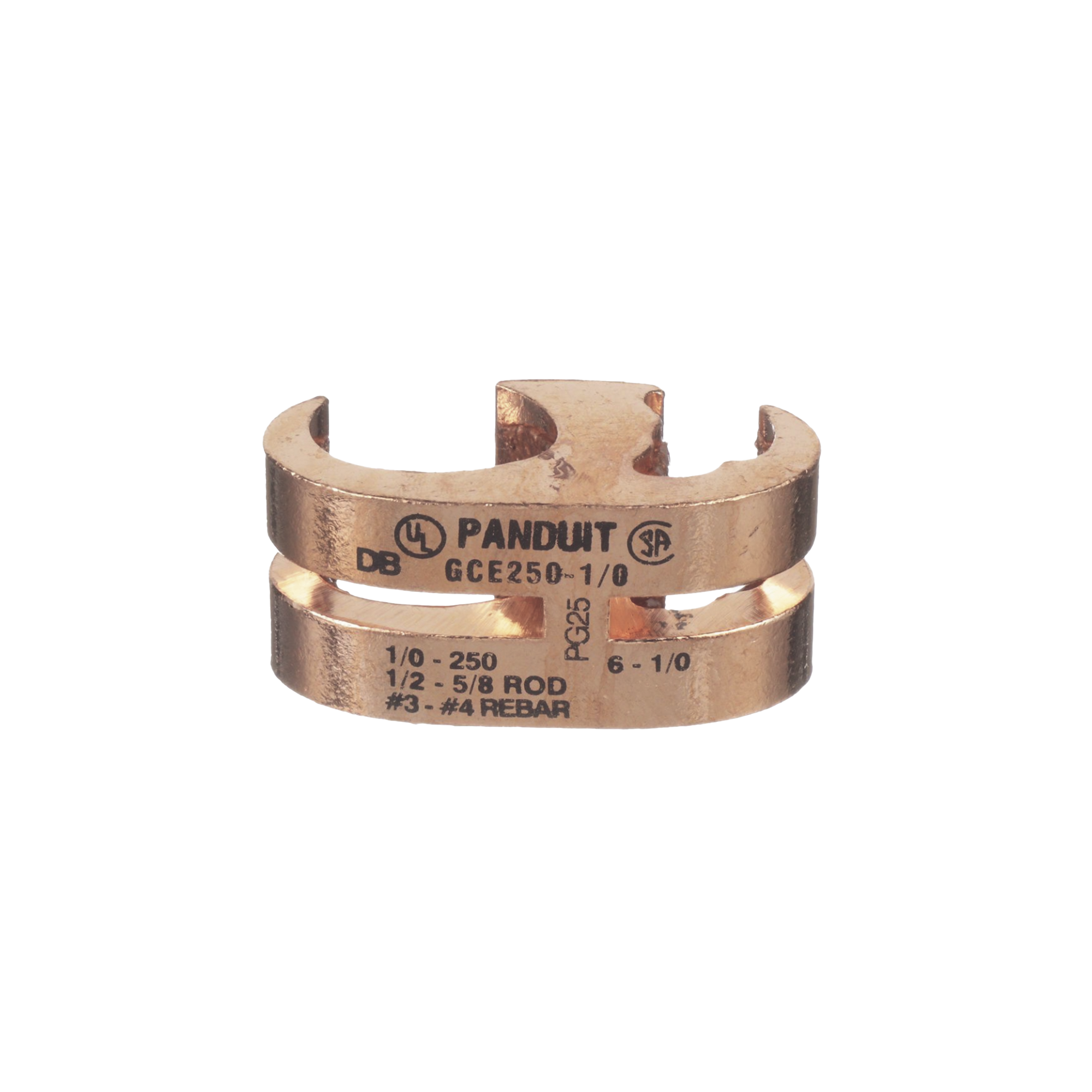 Conector de Conexión Tierra tipo "E" para Conductor de Cobre 6 AWG SOL – 1/0 AWG STR (16–50 mm2).