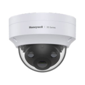 Domo IP 5 Megapíxeles / Lente 2.8 mm / 40 mts IR / Ultra Baja Iluminación / NDAA / ONVIF / IP67 / IK10 / IA (Filtro de Humanos y Vehiculos) / Conteo de Personas / Merodeo / H.265 / PoE / Alarmas I/O / Serie 35 / Honeywell Security
