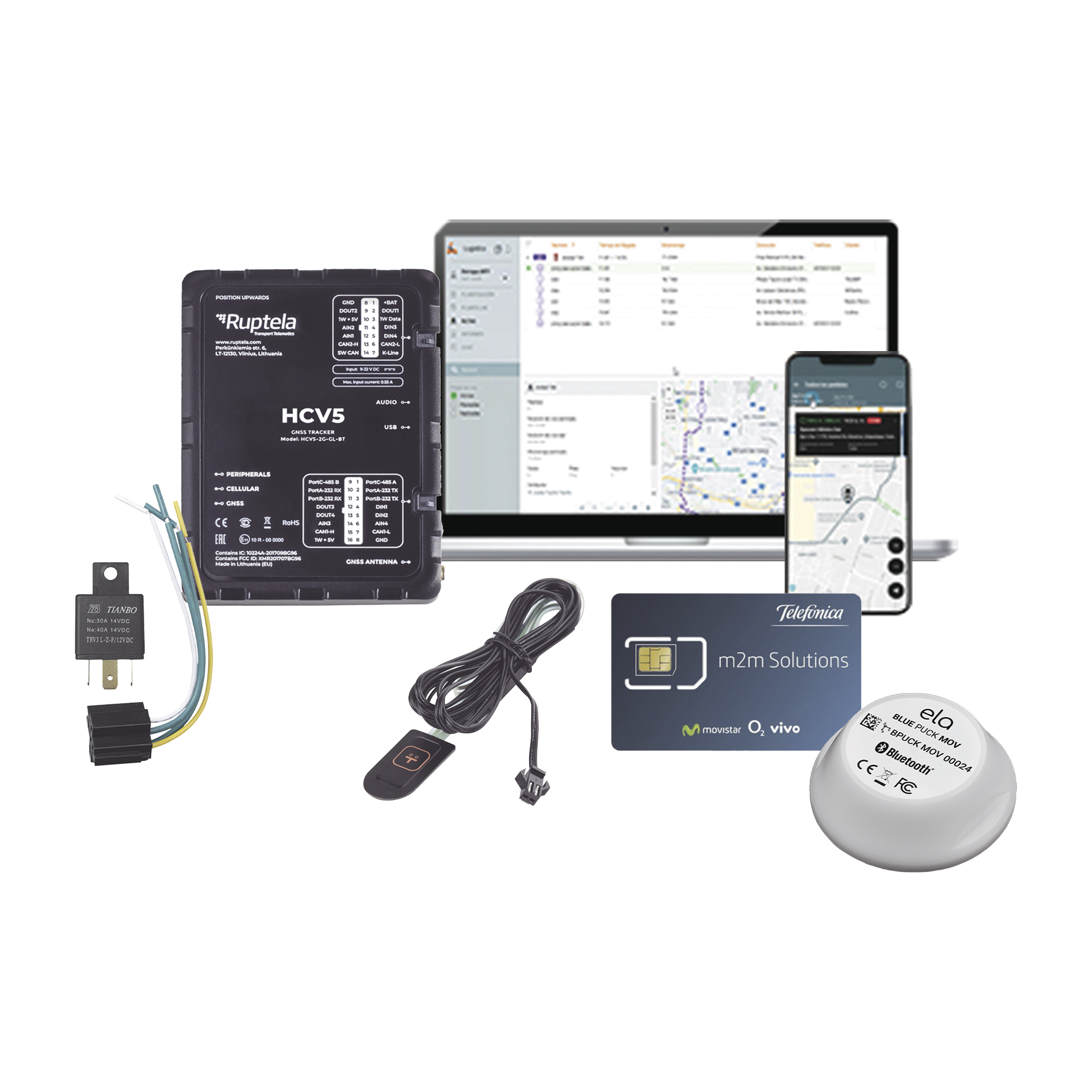 Kit de Localizador 4G LTE / 1 MICSIM25GPS y datos 1 año + 1 BLUEPUCKRHT + 1 EPCOMGPSMENSUAL + RELAY + Botón SOS