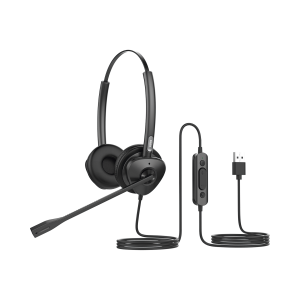 Diadema binaudal (duo) con tecnología antishock para teléfonos IP FANVIL USB con micrófono de cancelación de ruido, larga durabilidad