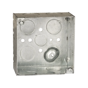 Caja Cuadrada Galvanizada de 4 x 4" / Profundidad 2 1/8 / 11 Entradas de 3/4" y 1 de 1/2".