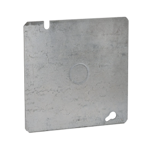 Tapa Cuadrada Plana de Acero Galvanizado con Entrada de 1/2" para Caja de 4 11/16".