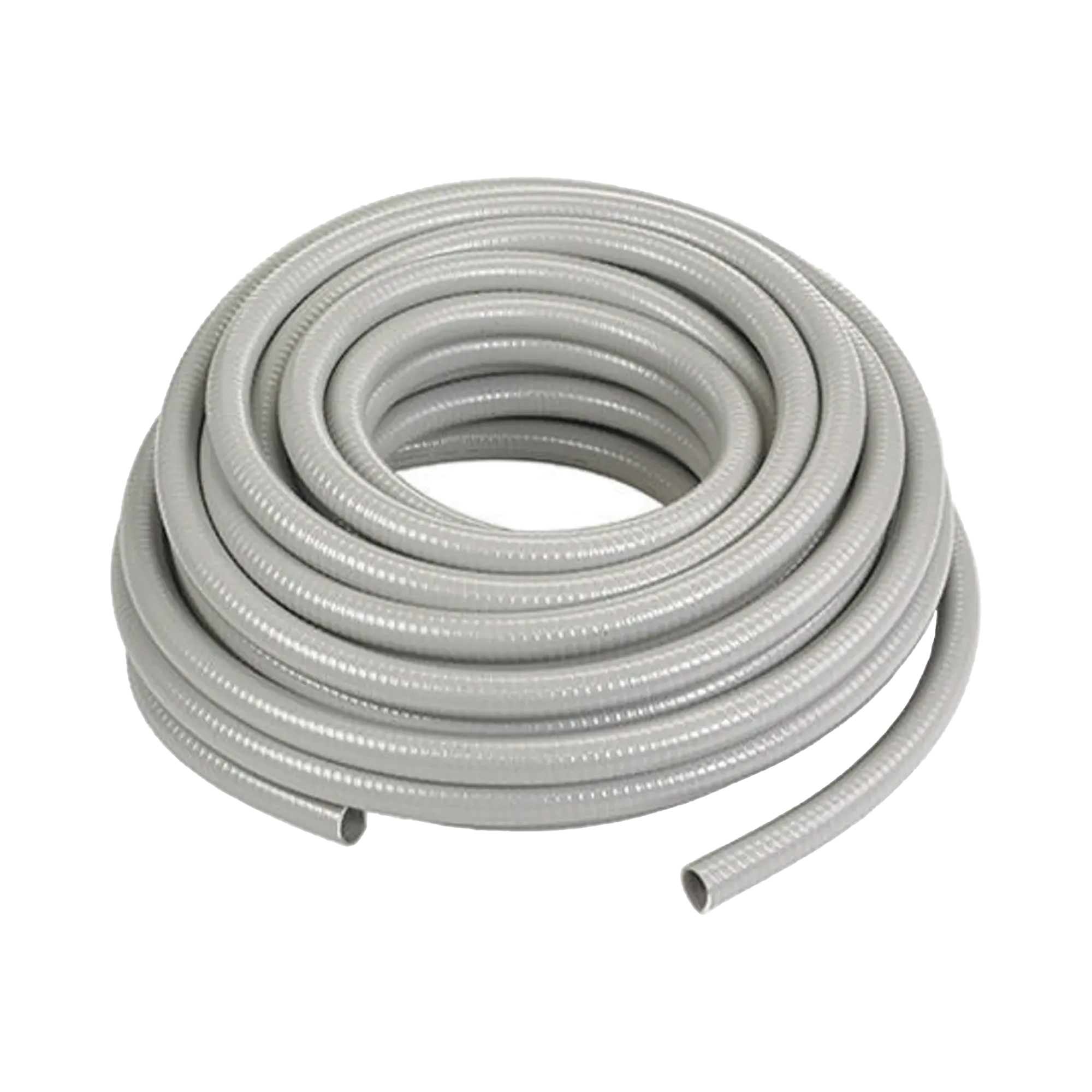 Manguera hermética flexible tipo PolyTuff no metálica, gris de 1" y 100 pies. Uso comercial/industrial.