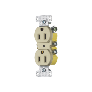 Contacto Duplex 15A 125V/ 2 Polos 3 Hilos / Cableado posterior y lateral / Nema 5-15R / Color Marfil.