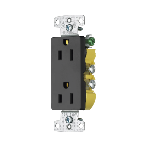 Contacto Duplex Decorador 15A 125V / 2 Polos 3 Hilos/ Nema5-15R / Color Negro.