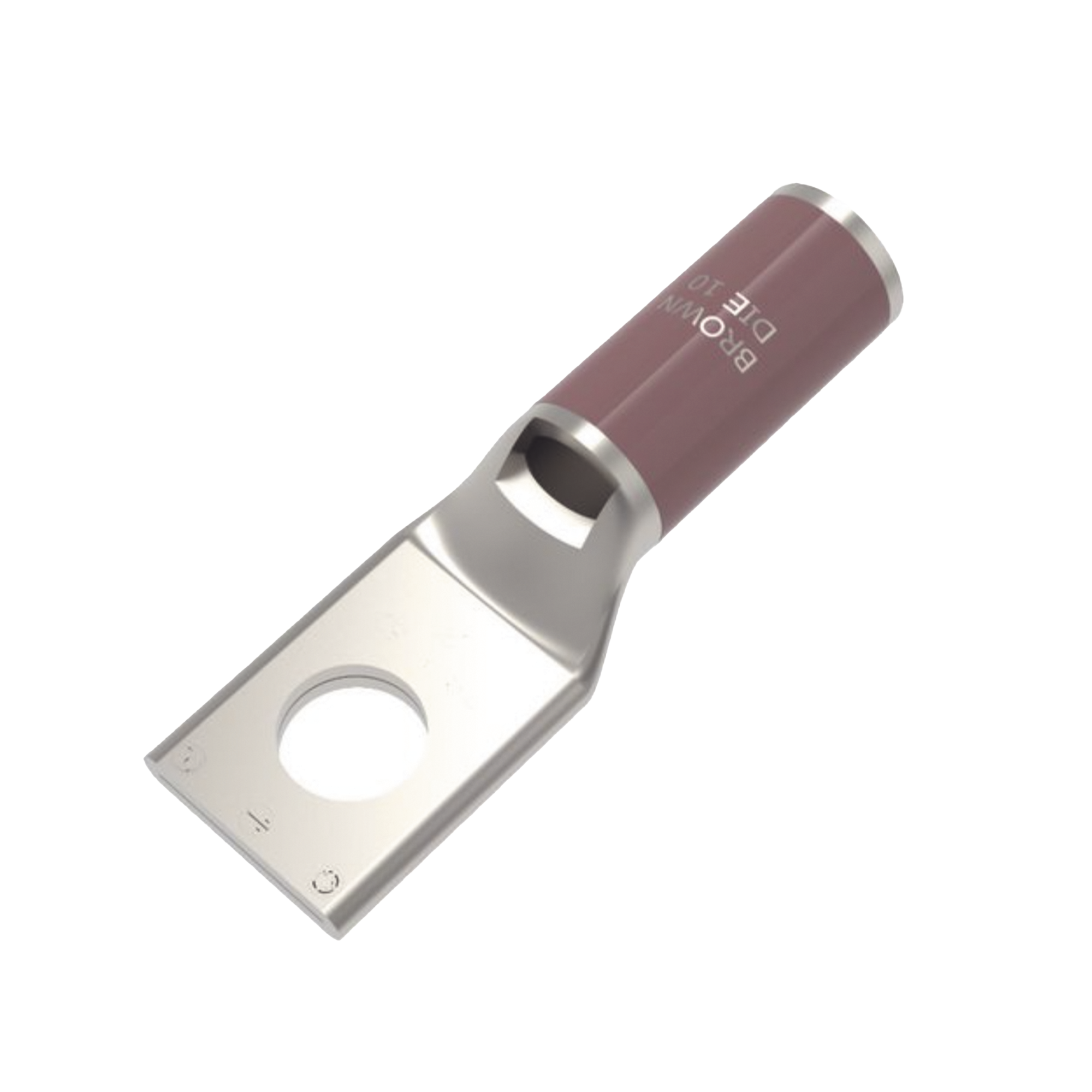 Zapata Terminal de Compresión de Cobre Electrolítico Estañado de Cañón Corto para Tornillo de 1/2" y Calibre 2 AWG.