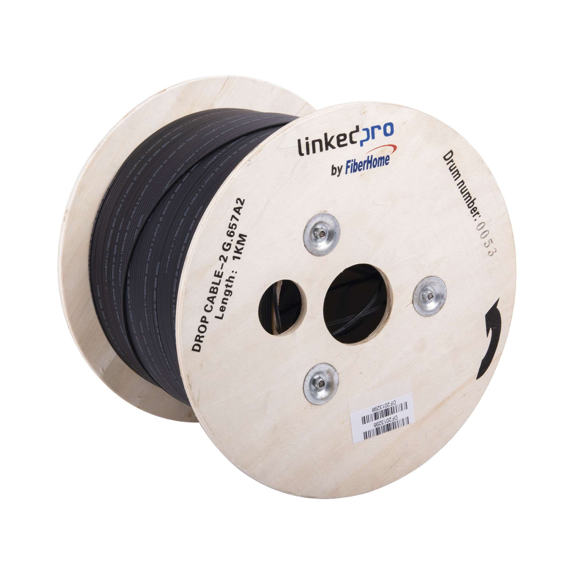 Carrete de 1 km de Fibra Óptica Drop, Interior/Exterior G.657A2 Monomodo de 2 hilos (bifibra), Diseñada para Fusionarse, Dieléctrica, Forro Negro , (No Soporta Conectores Mecánicos)