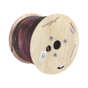 Carrete de 2 km de Fibra Óptica Aérea Mini Figura 8 G.657A1 tipo Drop, Monomodo de 1 Hilo (unifibra), Color Negro, Span 80