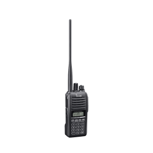 Radio portátil doble banda VHF/UHF, con 5 W de potencia de RF en ambas bandas.