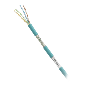Bobina de Cable Blindado SF/UTP Categoría 5e de 4 pares, Uso Industrial con Resistencia al Aceite y Rayos UV, Multifilar 24/7 (Flexible), Color Azul Cerceta, Bobina de 305m