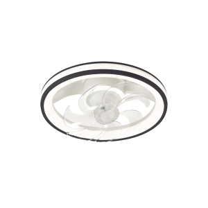 Ventilador de Techo con Luminario LED de  110 V CA 50/60 Hz /  88 W /4500 Lm / 6500 - 4 000 - 2 700 K /3 Tonos de Luz / 501 mm / 6 Velocidades / Dimeable / Color Blanco y Negro.