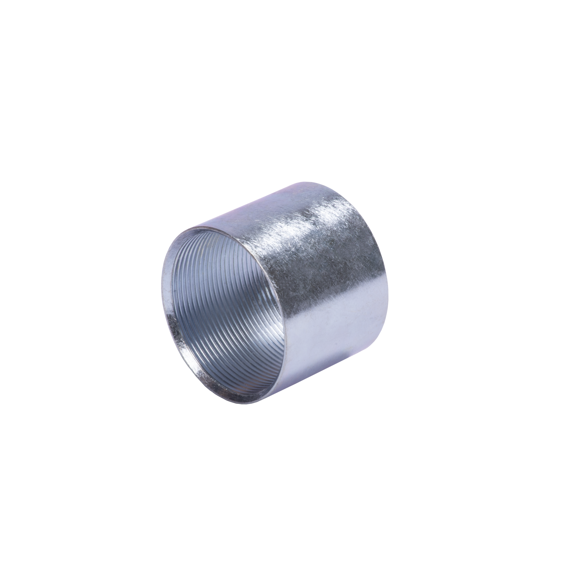 Cople 1 1/2" (38mm) pared gruesa con rosca galvanizado etiqueta amarilla