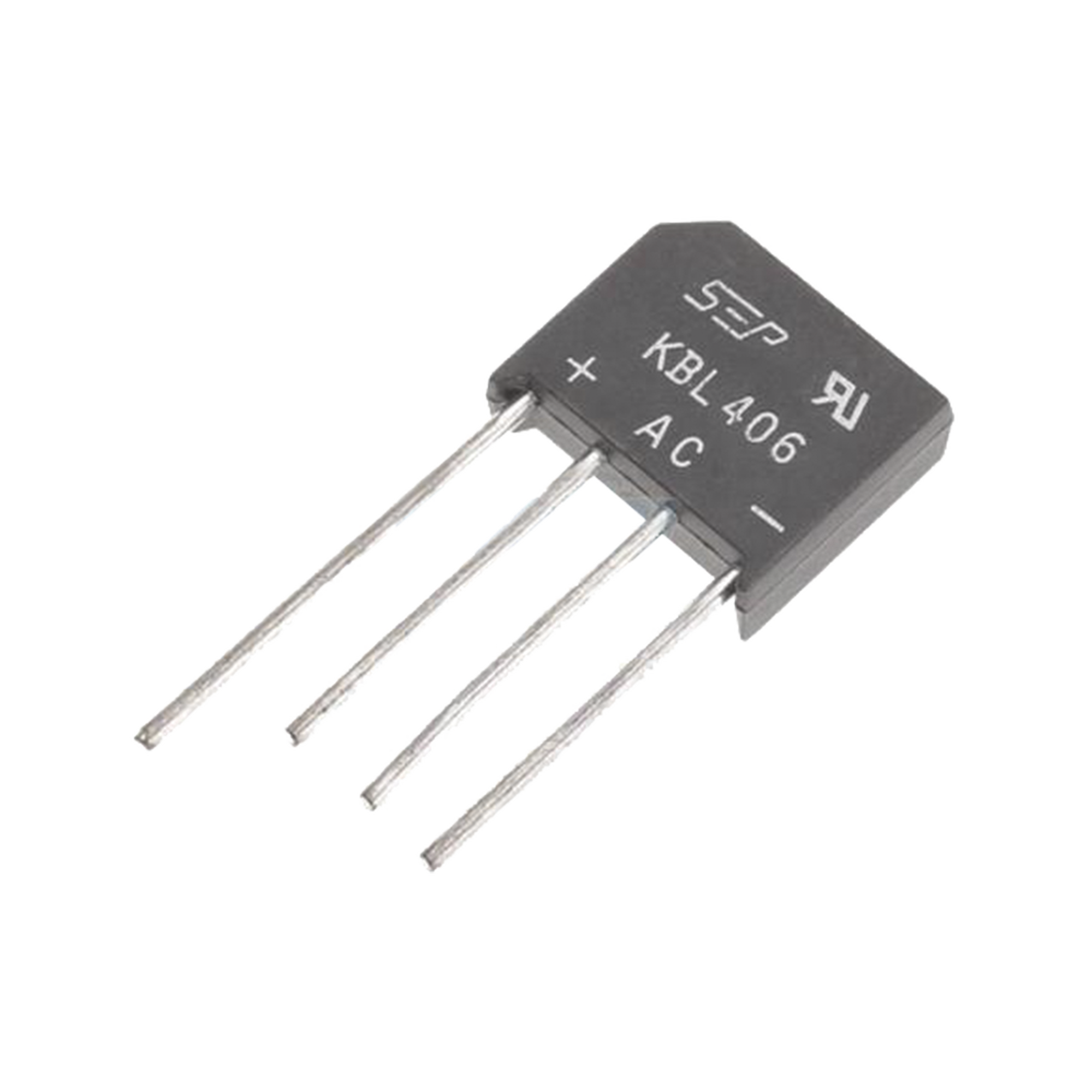 Puente Rectificador de Silicio, 4 Amp. 600 Volt, Fase Sencilla, Encapsulado KBL.