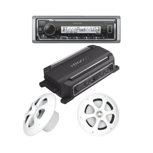 Kit de estereo con Bluetooth KMR-M332BT | Amplificador KAC-M5014 | mas Par de bocinas KFC-1613MRW