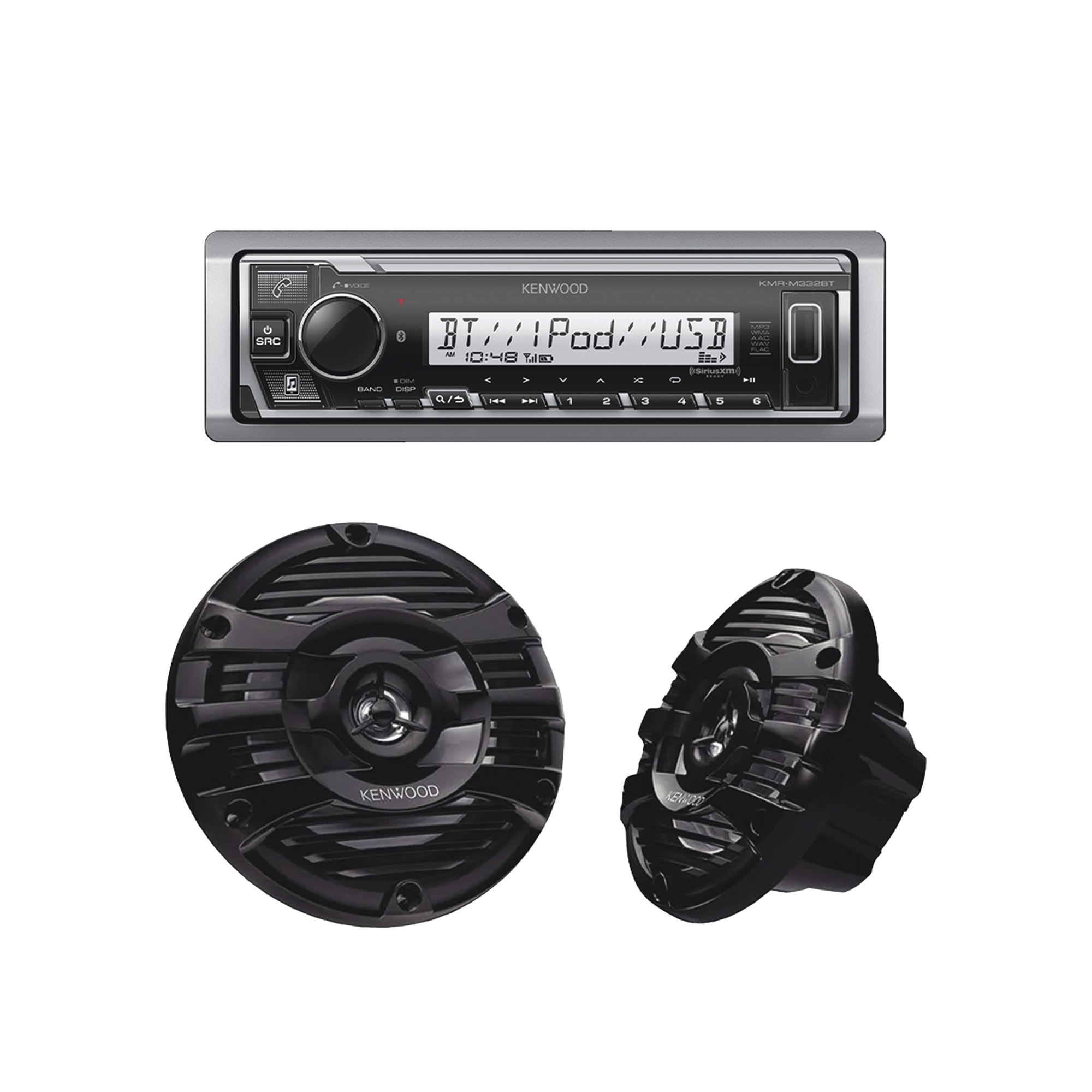 Kit de estéreo con Bluetooth KMR-M332BT | más Par de bocinas KFC-1653MRB