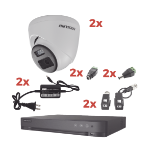 Kit Audio Bidireccional TurboHD 1080p / DVR 4 Canales / 2 Cámaras Eyeball (Exterior) con Bocina y Microfóno Integrado / 2 Fuentes de Poder / Accesorios