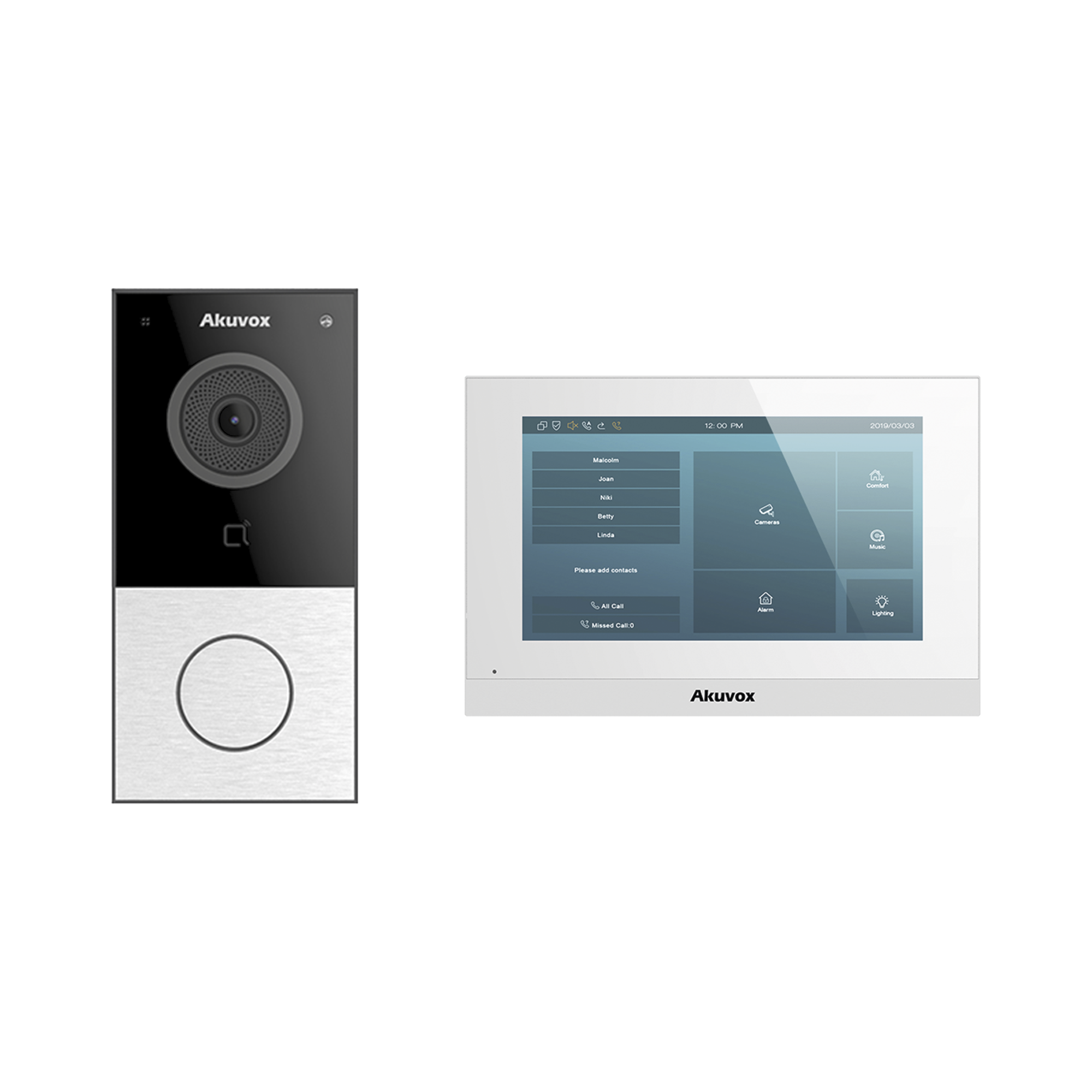 Kit de Videoportero Akuvox WIFI/ Monitor Linux de 7 Pulgadas/ 100% en la Nube / POE / Bluetooth / NFC / Lector de Tarjetas MIFARE / ONVIF / IP65 / Cámara 2 MP / Botón con Iluminación / Control de 1 Puerta / Entradas de Alarma