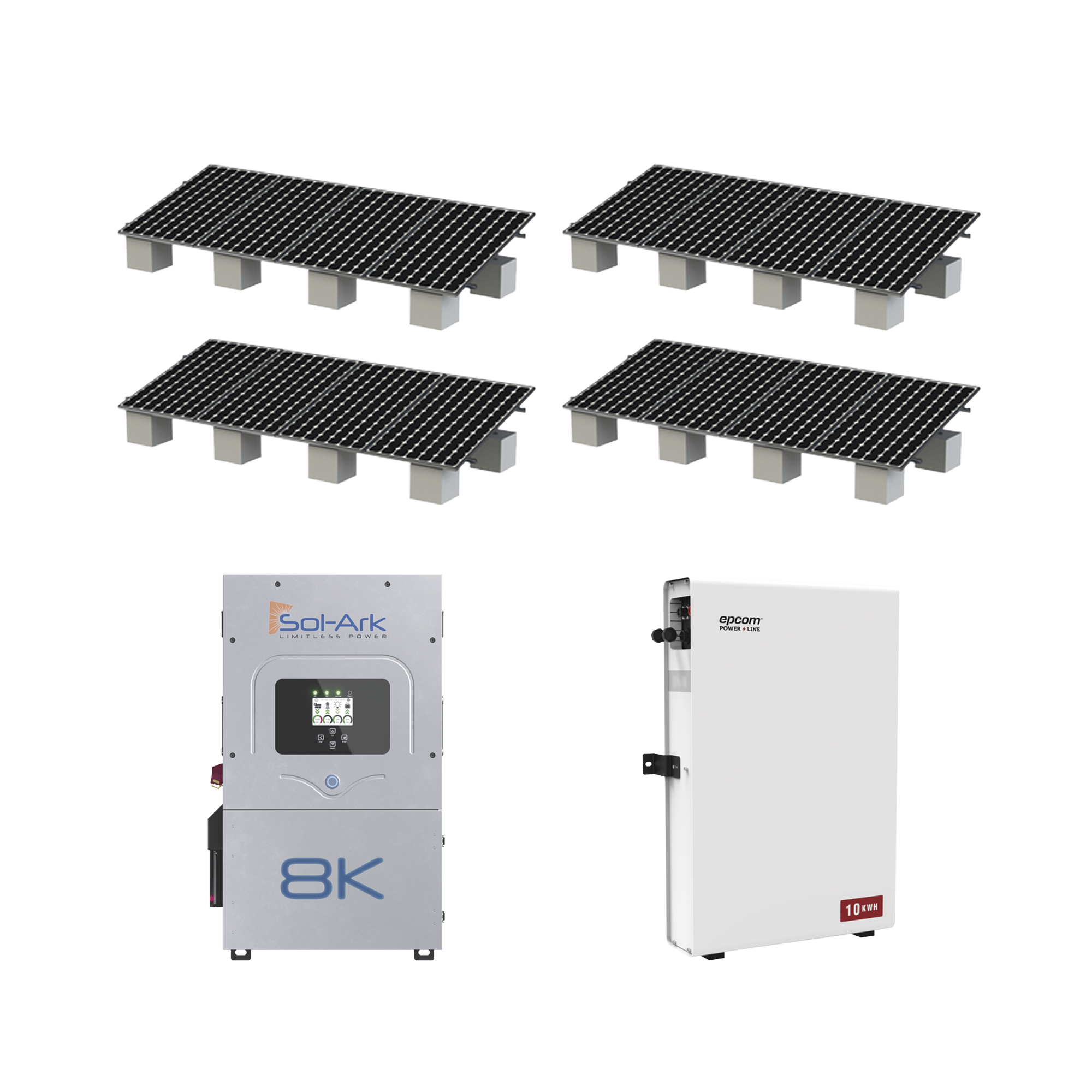 Kit Hibrido con Interconexión a la Red Eléctrica de CFE de 8 kW con Salida de 220 Vca y respaldo de 10 kWh en batería de LiFePO4