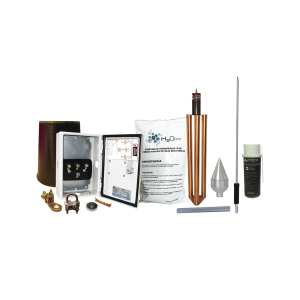 Kit Pararrayo con Punta en Acero Inoxidable con Accesorios de Instalación en Torre para Protección de 160 m de Diámetro.