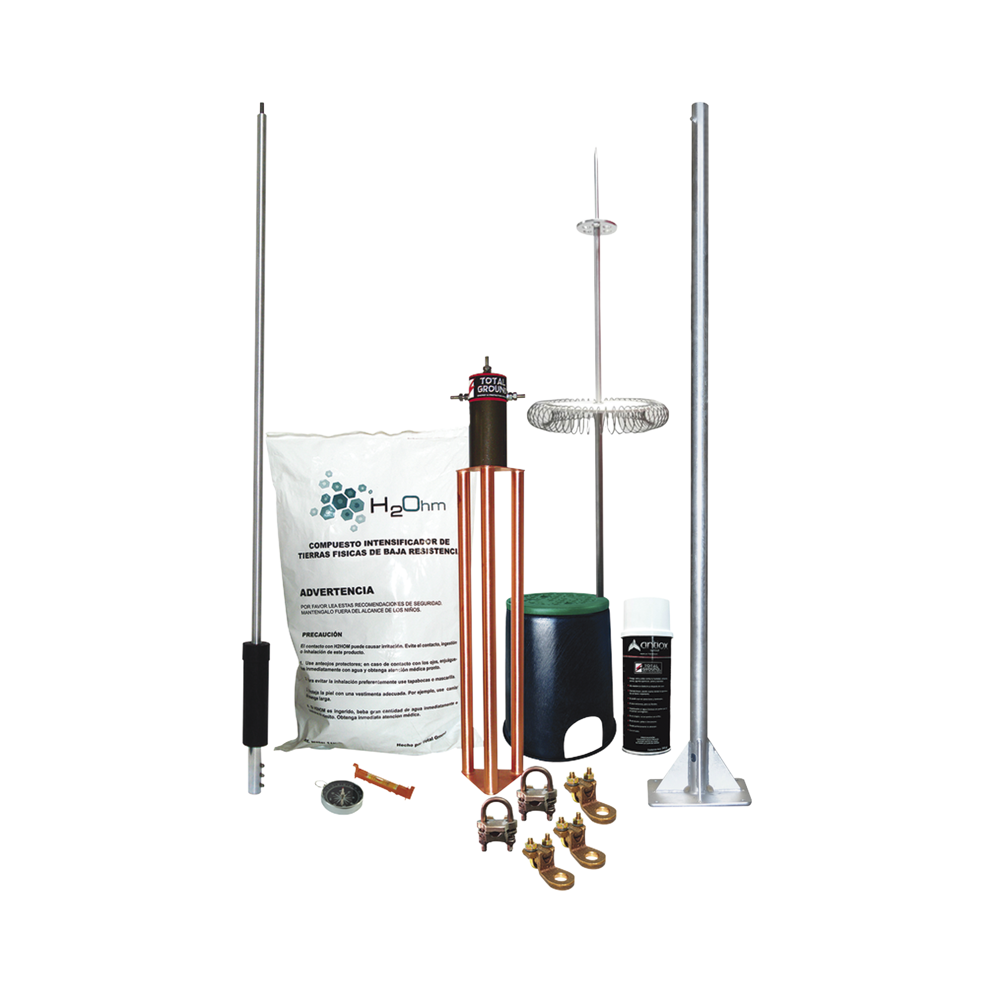 Kit de Pararrayo Dipolo con Electrodo y Accesorios de Instalación para Techo.