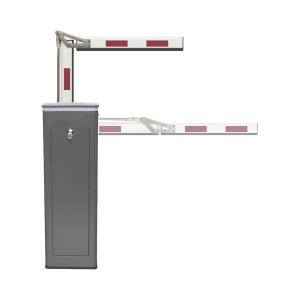 Kit de Barrera Vehicular Derecha y Brazo ARTICULADO de 3 Metros / Finales de Carrera Ajustables por Programación / Movimiento Fluido / Diseño Elegante Color Gris / Con Corona Led Semaforizada