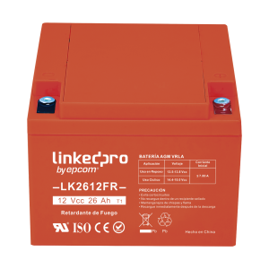 Batería 12 V / 26 Ah / UL / Tecnología AGM-VRLA / Vida útil promedio de 5 años / Retardante a la Flama / Para uso en equipo electrónico, Alarmas de Intrusión / Incendio/ Control de acceso / Video Vigilancia / Term