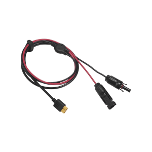 Cable 2.5 m, Negro, Calibre 12 AWG con Terminales MC4 Macho y Hebra para Terminal XT60