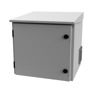 Gabinete de Exterior con Rack de 19" de 9UR con Ventiladores y Termostato, Se envía el Gabinete armado, (Montaje a poste o torre se vende por separado).