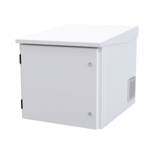 Gabinete PROFUNDO hasta 705 mm  de profundidad, de Exterior de 9UR con Ventiladores y Termostato, Se envía el Gabinete Armado, (Montaje a poste o torre se vende por separado).