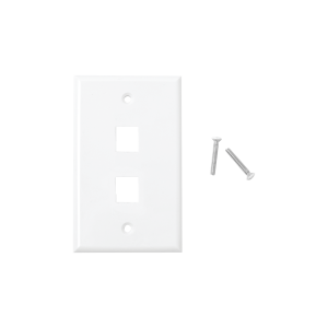 Placa de pared de 2 puertos, Keystone, Color Blanco