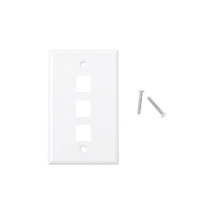 Placa de pared de 3 puertos, Keystone, Color Blanco