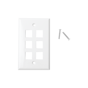 Placa de pared de 6 puertos, Keystone, Color Blanco