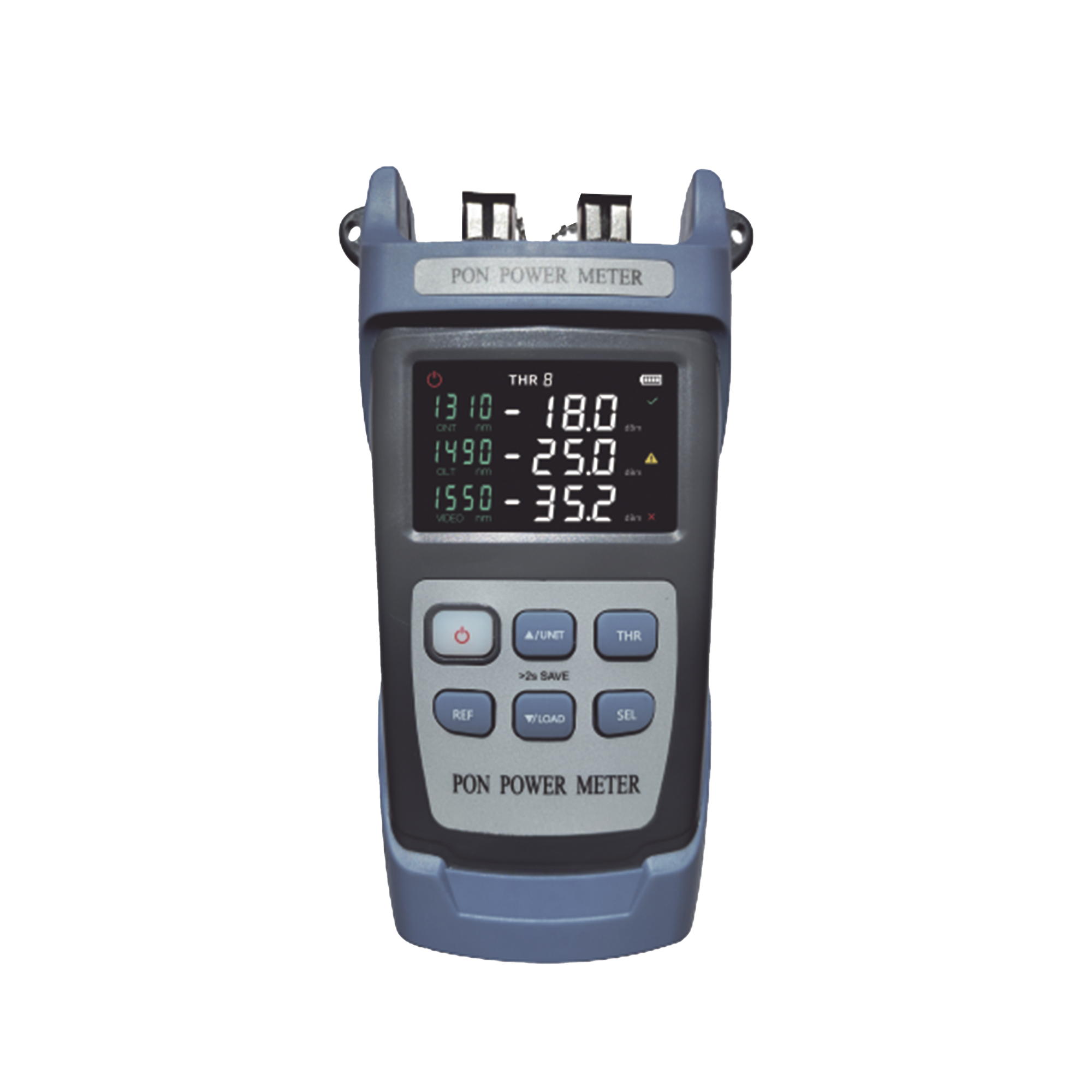 Medidor de Potencia Óptica (OPM) para Fibra Óptica en Redes FTTx / Soporta 3 Longitudes de Onda: 1310nm , 1490nm y 1550nm / Compatible con Conectores SC y FC