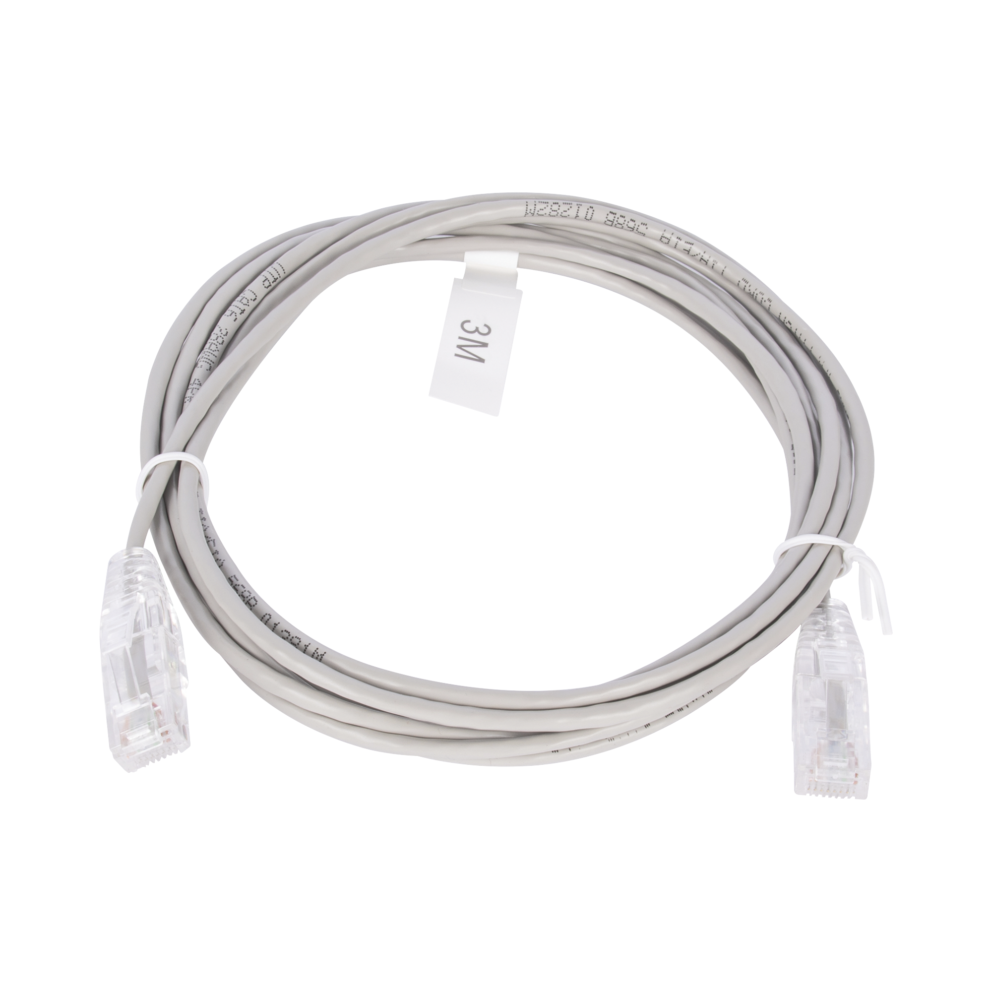 Cable de Parcheo Slim UTP Cat6 - 3 m Gris Diámetro Reducido (28 AWG)