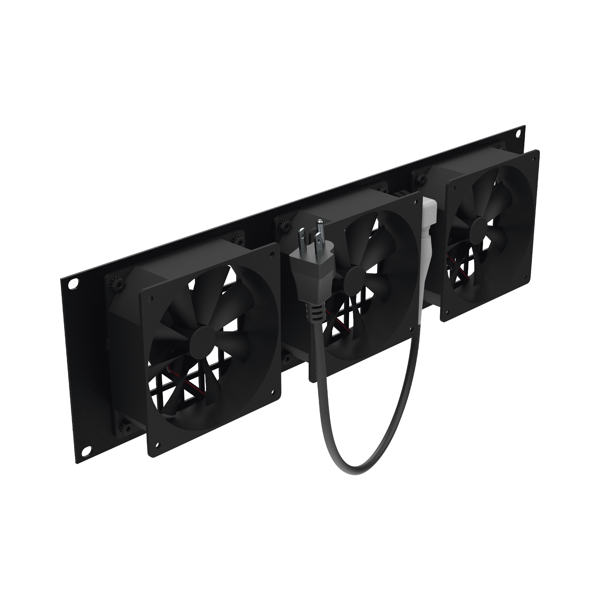 Kit de 3 Ventilador 110 Vca (12 x 12 cm) con Clavija 5-15P. Para instalación en Postes Rack