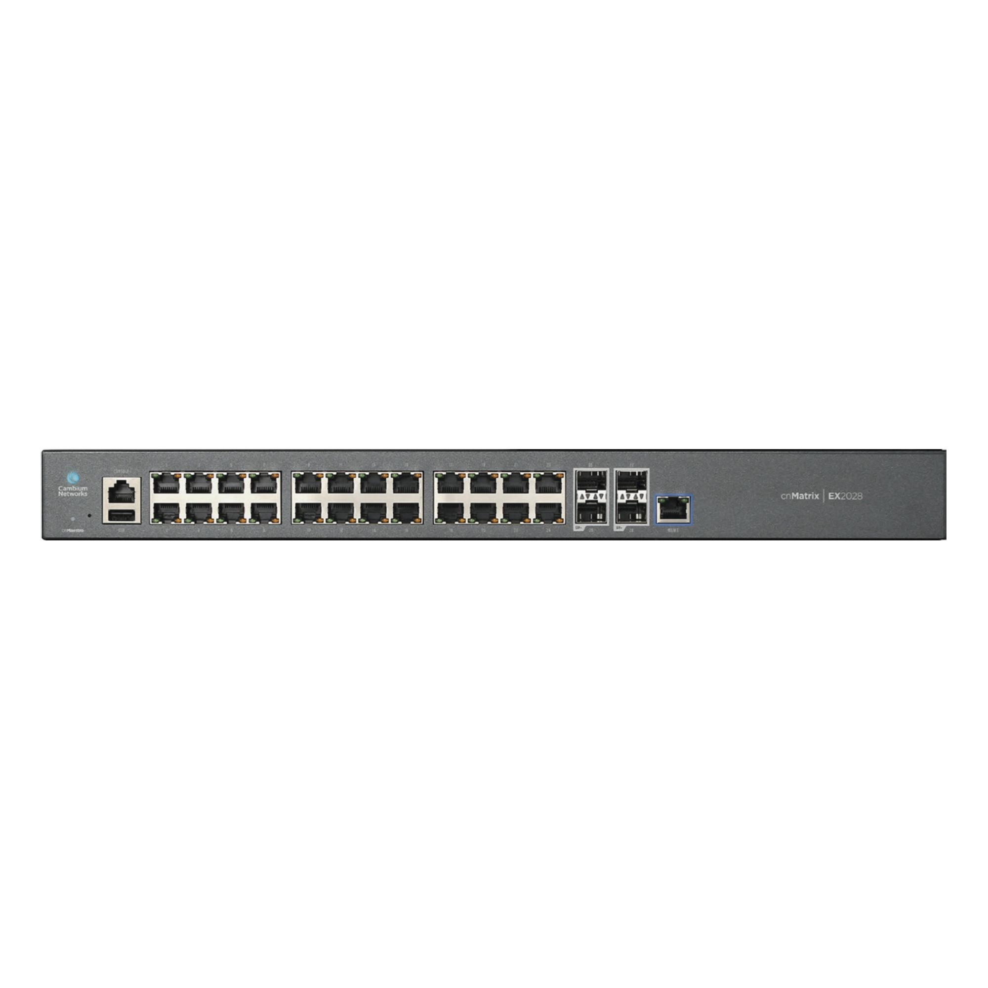 Switch cnMatrix EX2028 capa 3 de 28 puertos (24 Ethernet Gigabit, 4 SFP+) administración desde la Nube (MX-EX2028XXA-U)