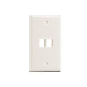 Placa de Pared Vertical, Salida Para 2 Puertos Keystone, Color Blanco Mate