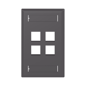 Placa de Pared Vertical, Salida Para 4 Puertos Keystone, Con Espacios Para Etiquetas, Color Negro