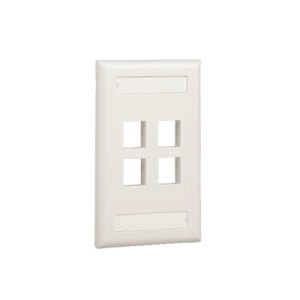 Placa de Pared Vertical, Salida Para 4 Puertos Keystone, Con Espacios Para Etiquetas, Color Banco Mate