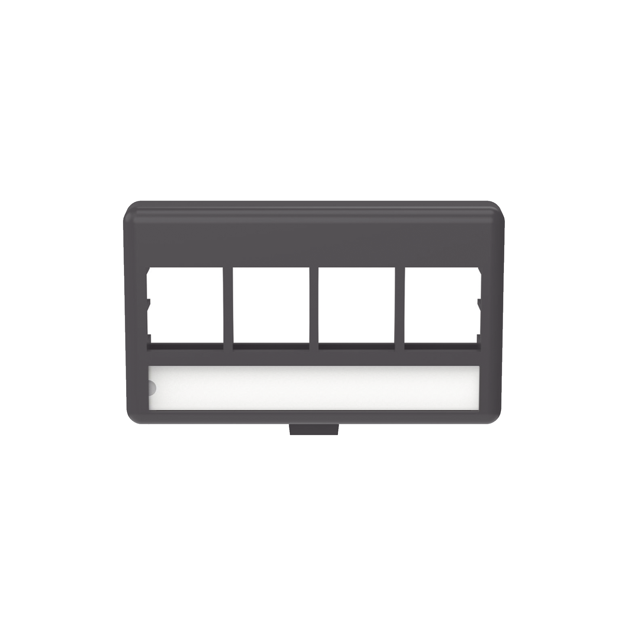 Placa de Mobiliario Modular Estándar, Salidas Para 4 Puertos Keystone, Color Negro