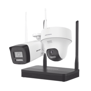 Kit IP Inalámbrico 2 Megapíxel / NVS 4 Canales / 1 Cámara Bala Exterior + 1 Cámara Turret Interior con Lente 2.8 mm y Dual Light / Audio Bidireccional (Micrófono y Bocina) / Soporta Micro SD de 512 GB