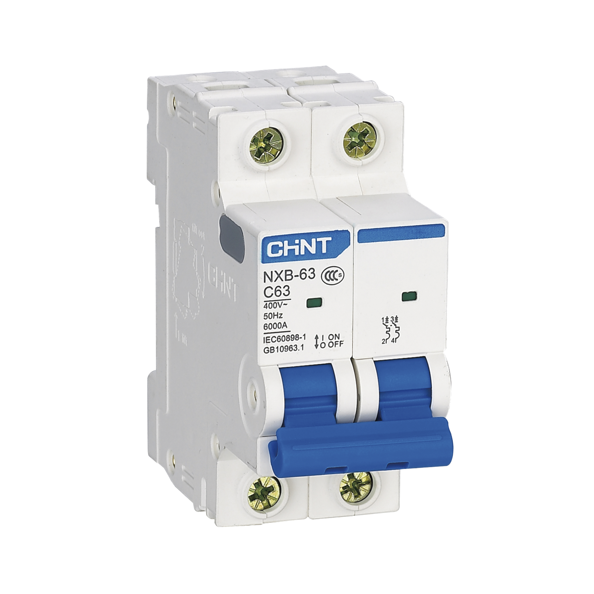 Pastilla para Riel Din, 2 Polos, 16 Amp, Vca:110/415v, 6kA, Catálogo: NXB632PC16, Serie: NXB-63.
