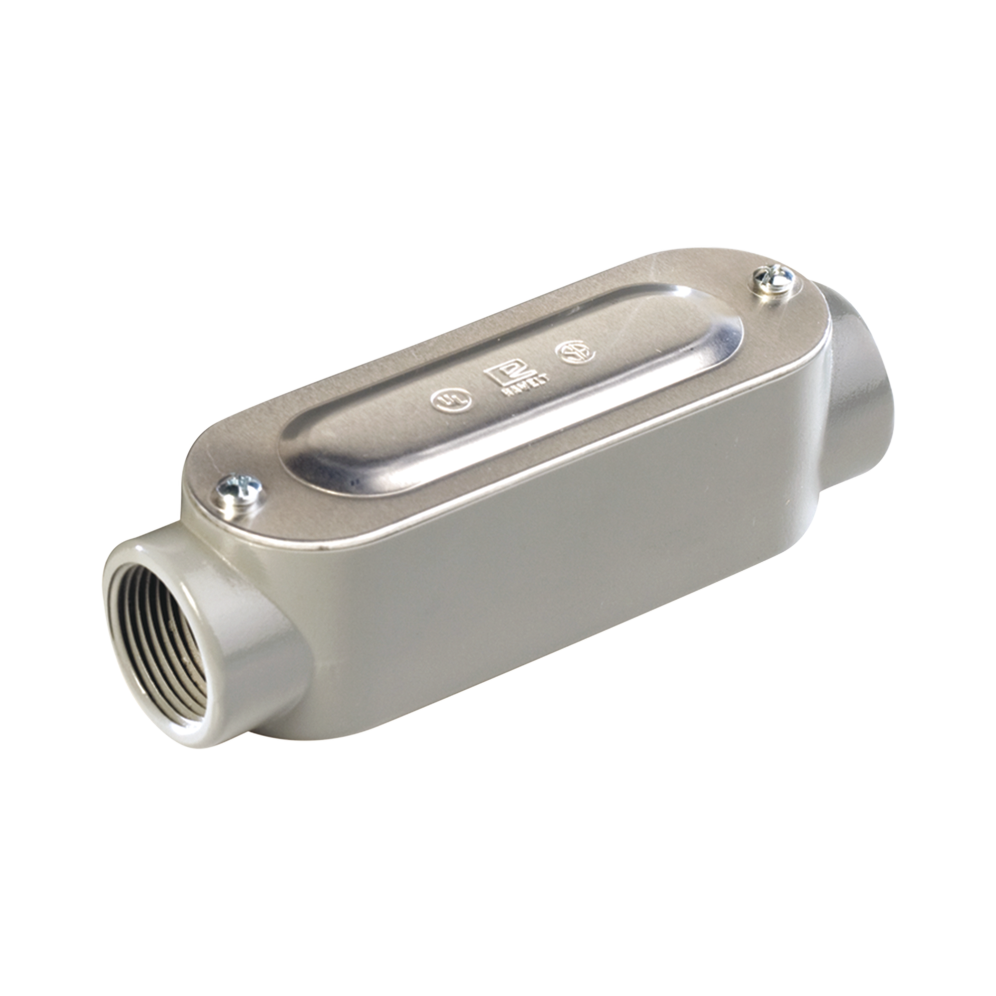 Caja oval roscada tipo C de 2" (50.8 mm) Incluye tapa y tornillos.