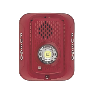 Sirena con Lampara LED Estroboscópica / 2 hilos / Montaje en Pared / Color Rojo / Configuración Estroboscópica Seleccionable