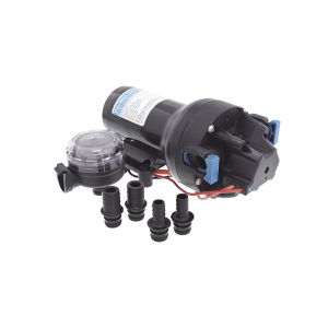 Bomba de diafragma controlada por presión para trabajo pesado ParMax de 12 Vcd, caudal de 5 GPM, presión máxima 60 psi, para manguera de diámetro interior de 13 mm (1/2") y 19 mm (3/4")