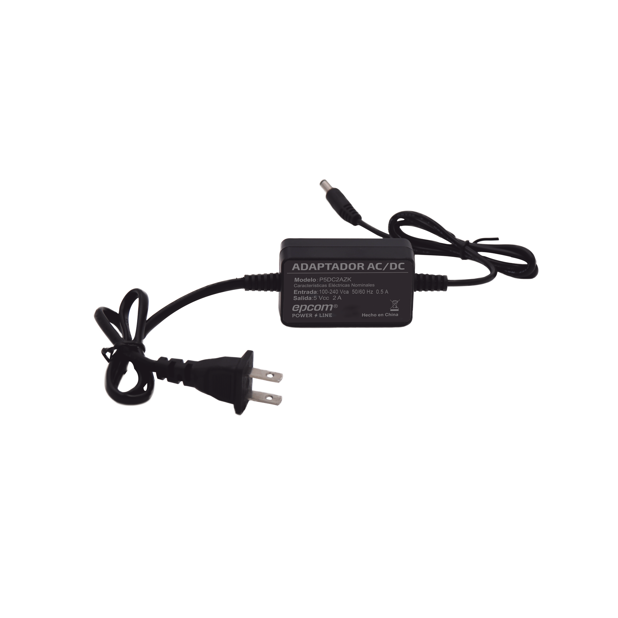 Adaptador 5 Vcc / 2A / UL / Voltaje de Entrada de 100-240 Vca / Para uso, solo en lectores biométricos de 5 Vcc de la marca ZK
