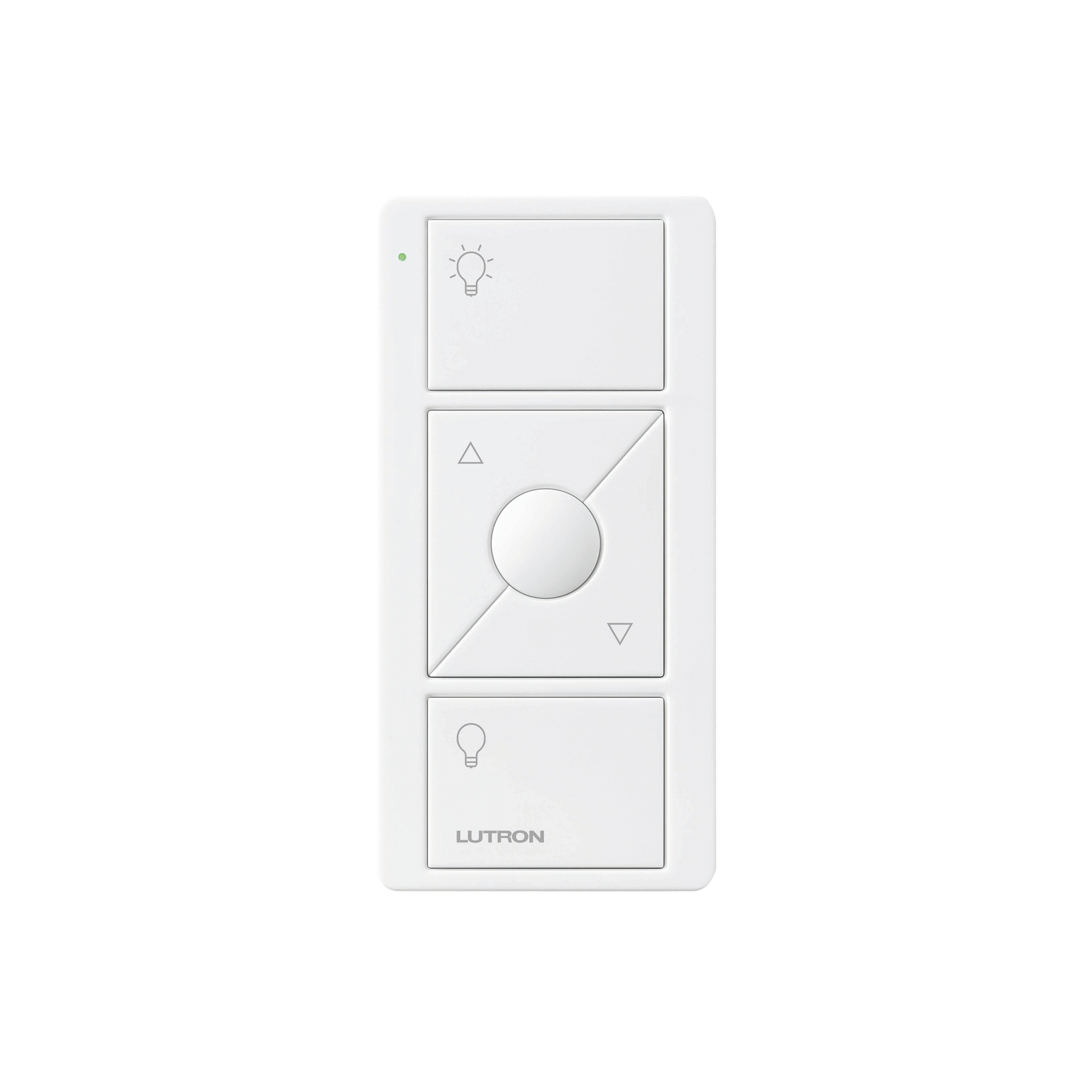 Control remoto PICO 3 botones encender/apagar, subir/bajar intensidad, color blanco, complemente con un atenuador Caseta, RA2, RadioRa2.